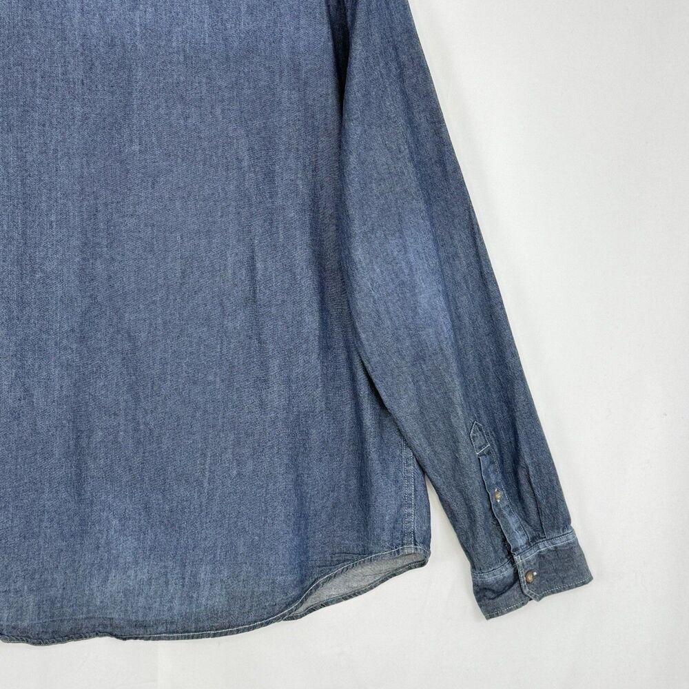 Men's Shirt XL Blue Denim Long Sleeve Button Up Pockets Classic Cotton Cape Juby - Picture 15 of 16